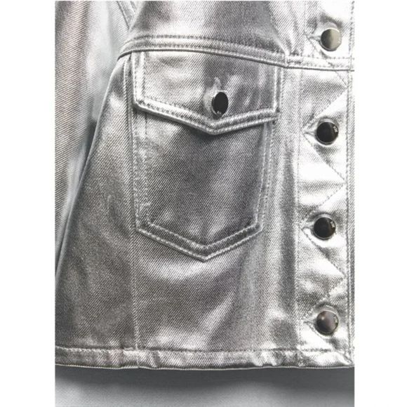 NWT Zara silver metallic cropped jacket - Picture 10 of 11